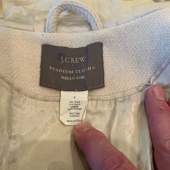 J. CREW Nello Gori cream wool Stadium Cloth coat 2 - Picture 4 of 5